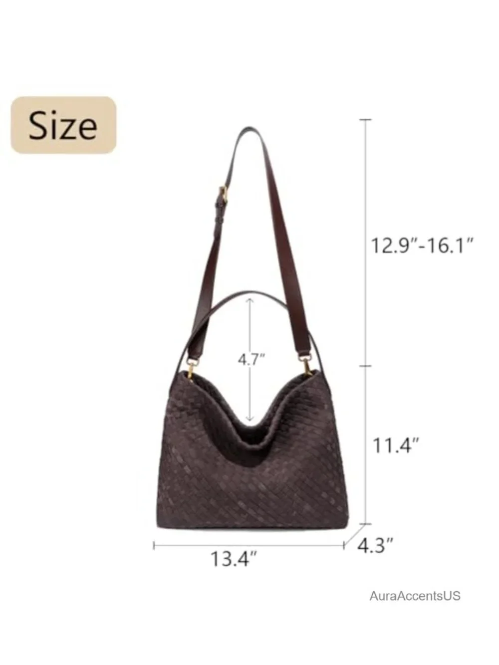 Faux Suede Braided Tote Bag Slouchy Shoulder Crossbody Purse